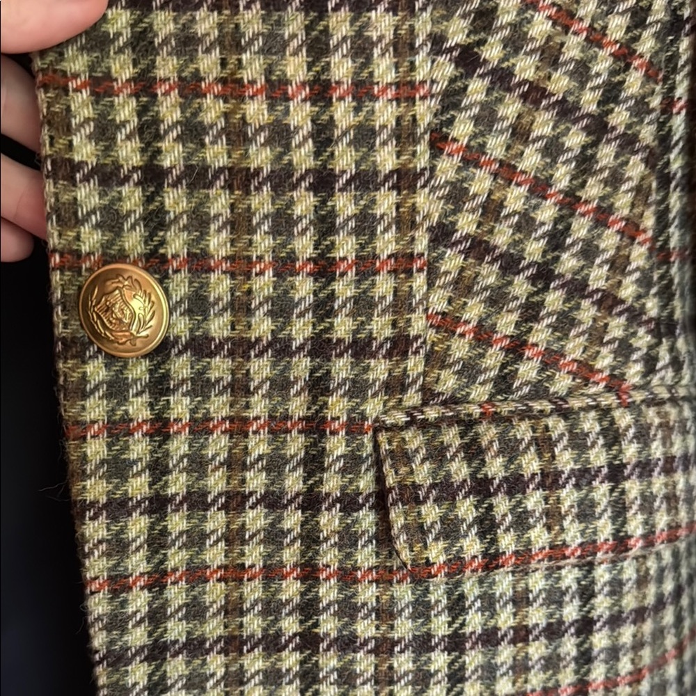 J. Crew Green and Brown Houndstooth Single-Button Blazer - Picture 4 of 4